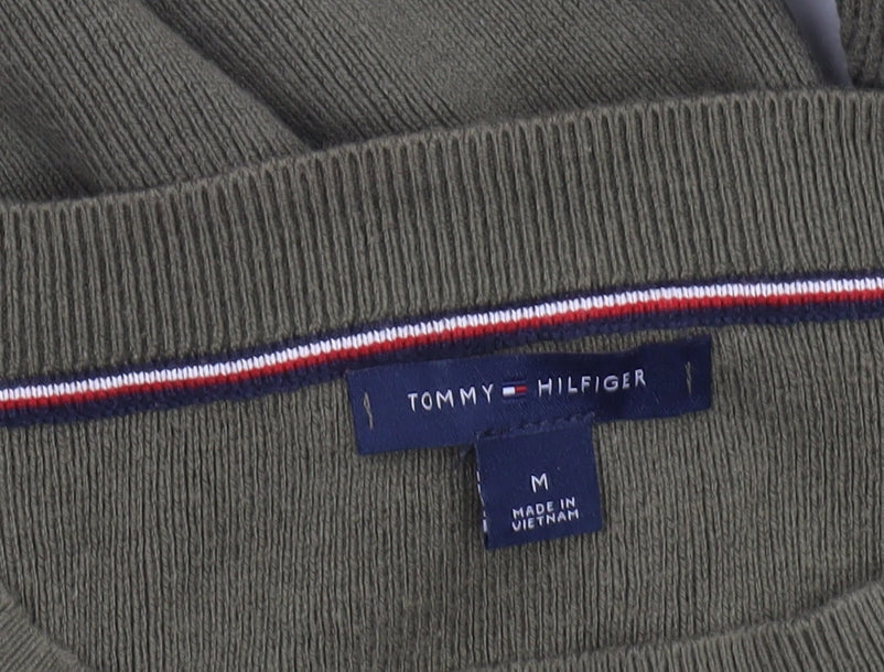 Tommy Hilfiger Women's Green Crew Neck Cotton Knit Jumper Size M