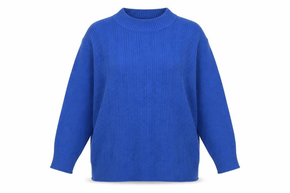 ISLE Women’s Blue Cable-Knit Mock Neck Jumper Size 22-24