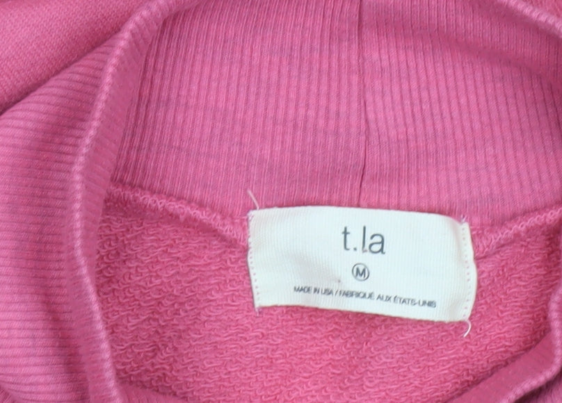 t.la Women Pink Medium Pullover Sweatshirt with Cut-Out Detail