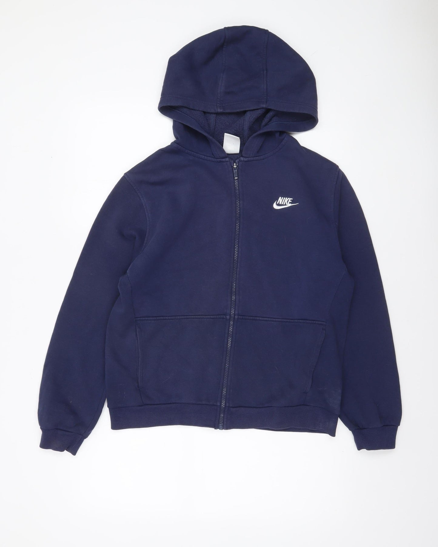 Nike Boys Navy Full Zip Hoodie XL 158-170cm Fleece Cotton Blend