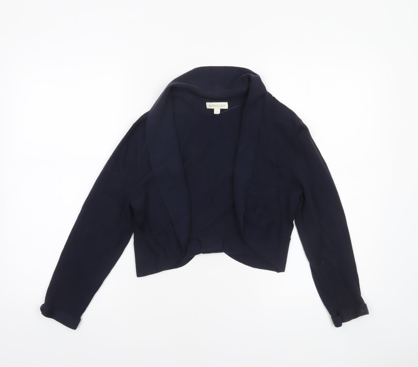 Monsoon Women Blue Small Knit Cardigan Long Sleeve Open Front