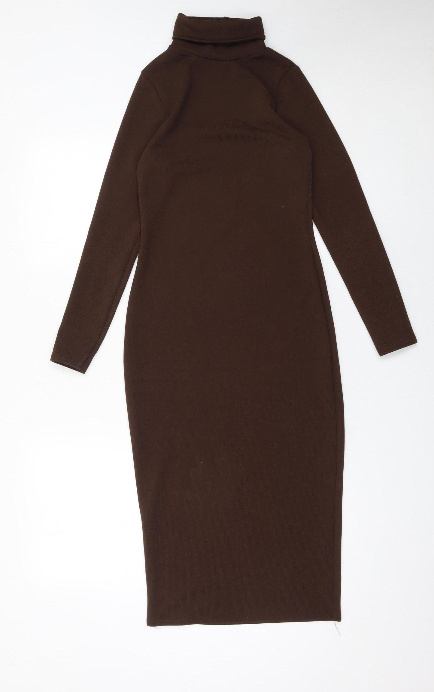 I Saw It First Women's Brown Bodycon Midi Roll Neck Dress Size 6
