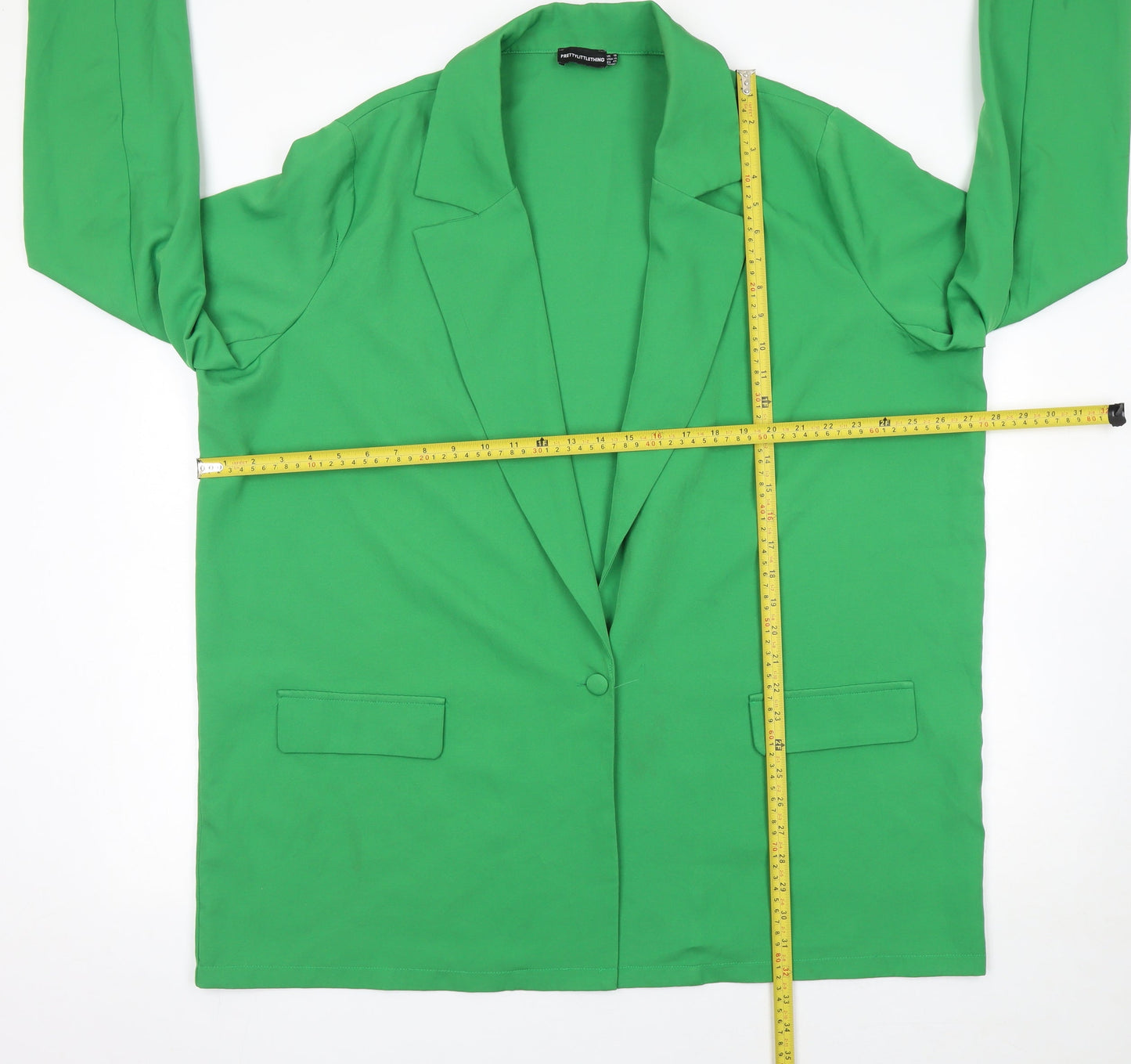 PrettyLittleThing Women Green Size 14 Single-Breasted Blazer