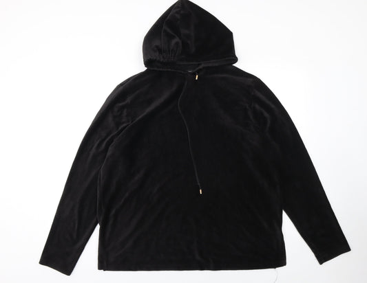 Dorothy Perkins Womens Black Velour Long Sleeve Pullover Hoodie UK 16