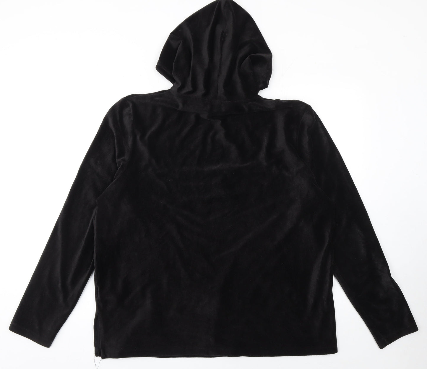 Dorothy Perkins Womens Black Velour Long Sleeve Pullover Hoodie UK 16