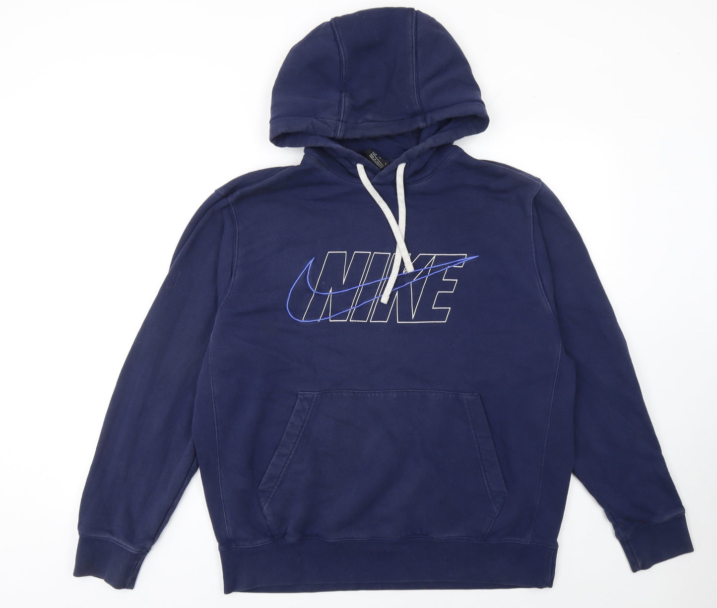 Mens UK L Regular Nike Blue Pullover Hoodie