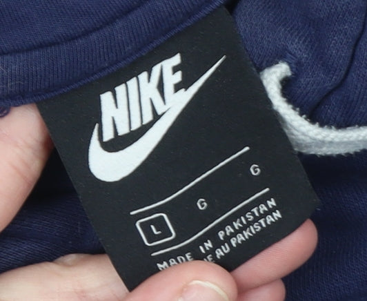 Mens UK L Regular Nike Blue Pullover Hoodie