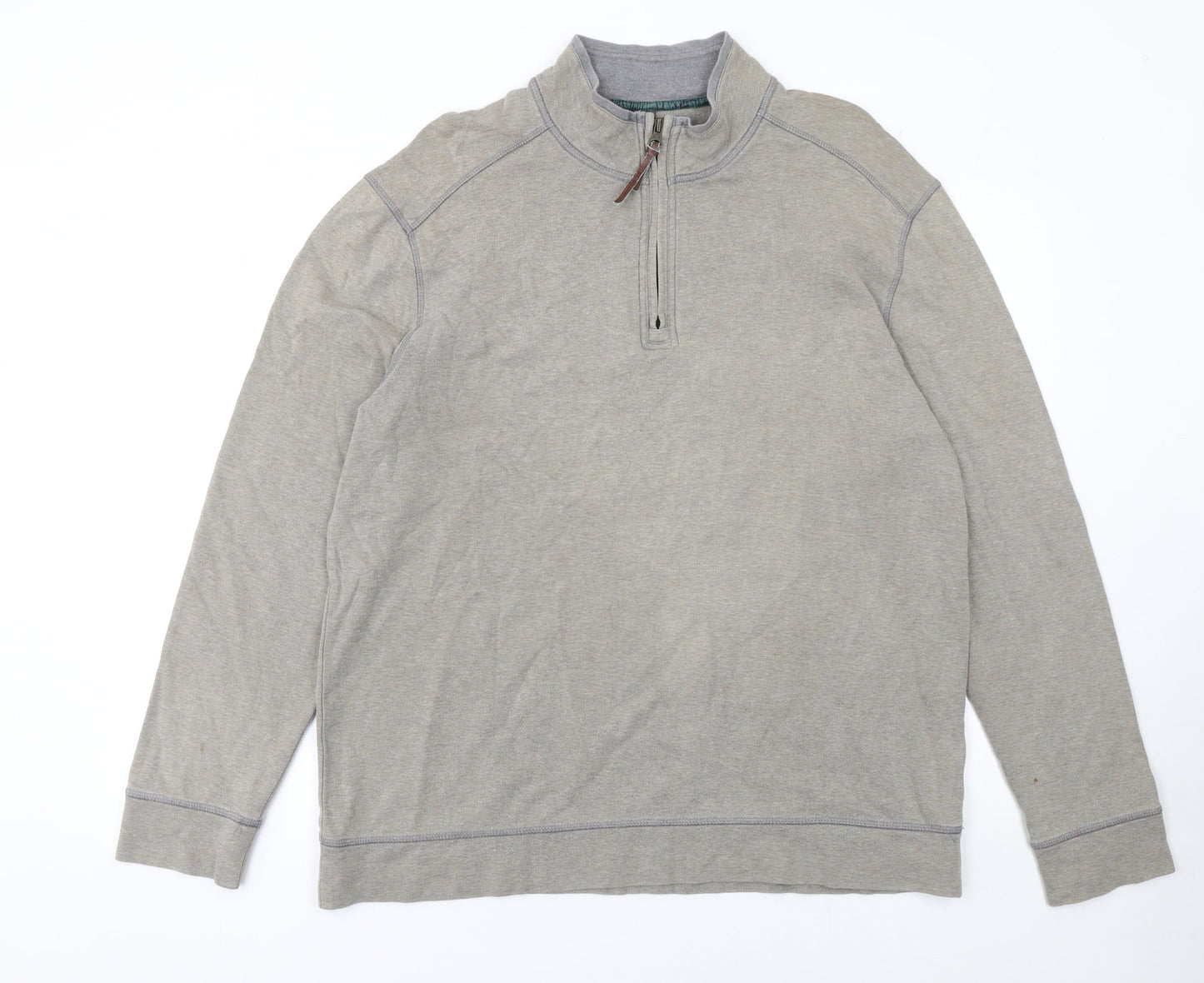 Marks and Spencer Men's Grey 1/4 Zip Cotton Sweatshirt Size L