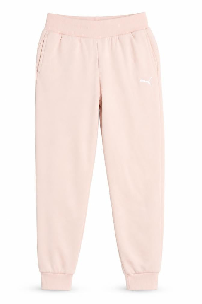 Front view of Puma girls’ pink jogger sweatpants 13-14 years cotton blend fleece trousers