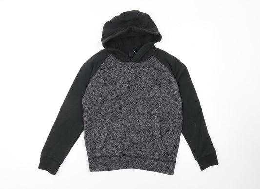 Bench Boys Grey Colourblock Hoodie 9-10 Years Pullover Fleece Sweatshirt