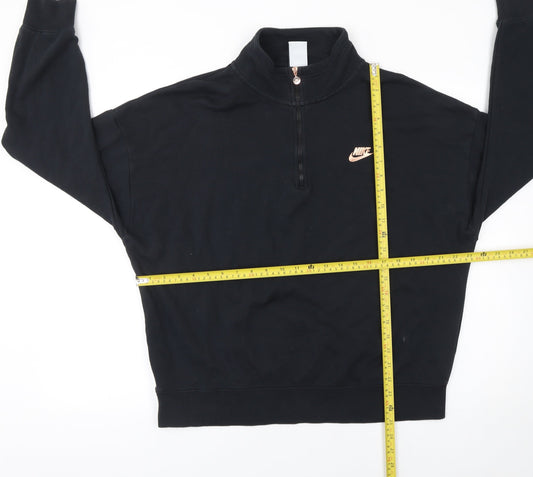 Nike Women's Black 1/4 Zip Oversized Fit Cotton Sweatshirt M