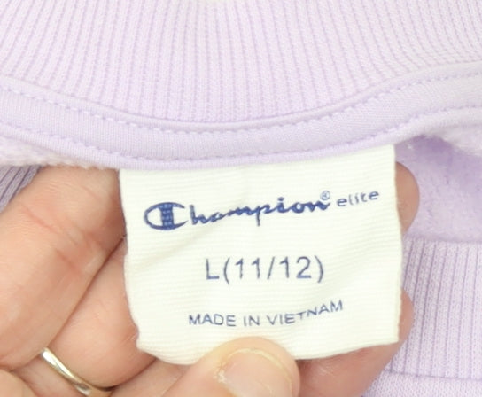 Champion Girls Purple Logo Pullover Sweatshirt L 11-12 Years