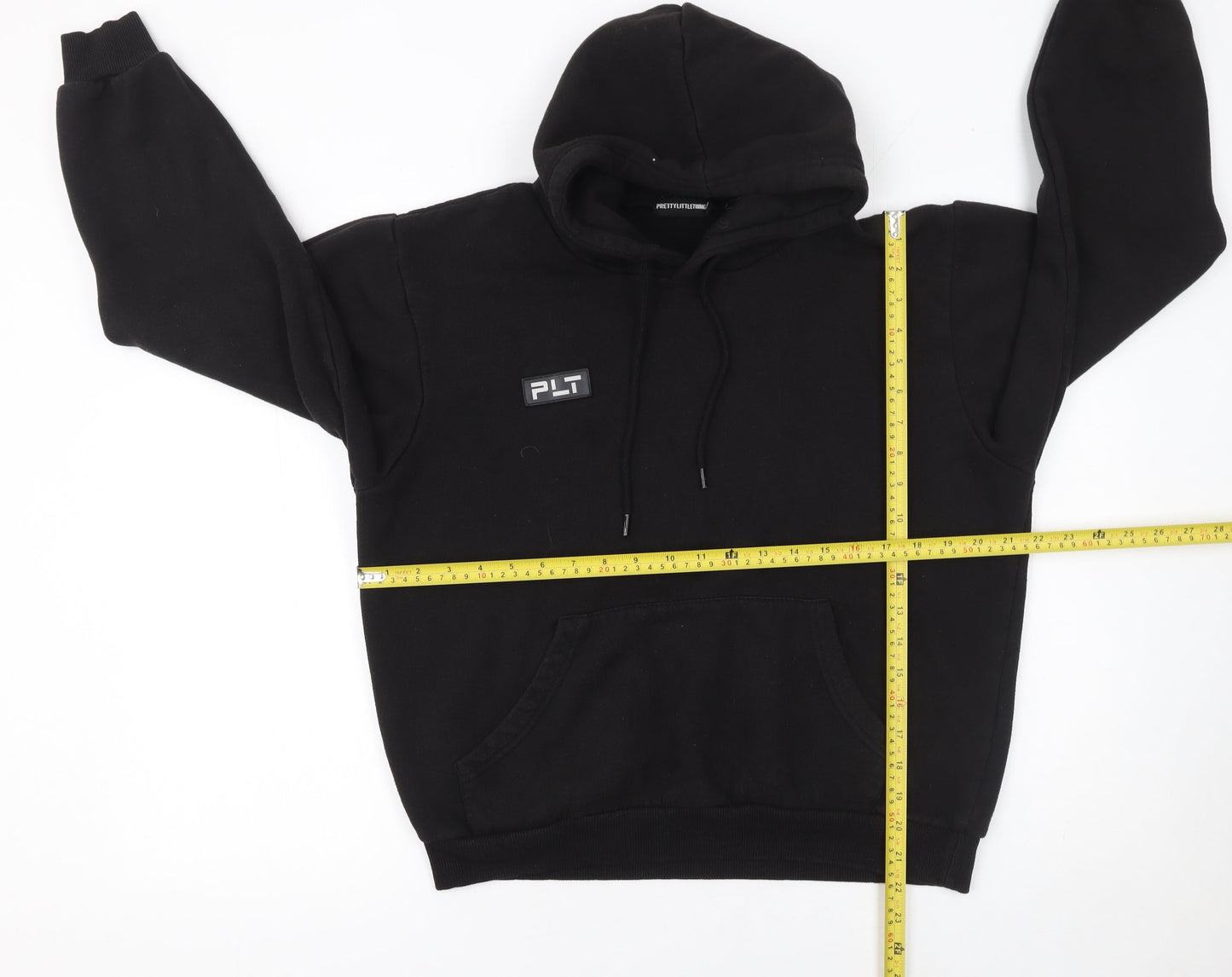 PrettyLittleThing Women Black Pullover Hoodie Medium Casual Logo