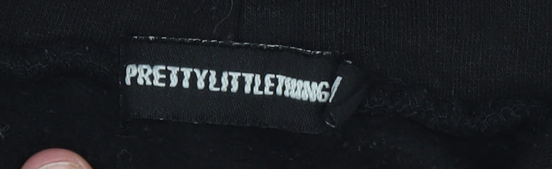 PrettyLittleThing Women Black Pullover Hoodie Medium Casual Logo