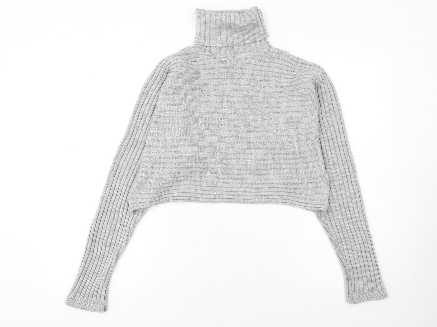 New Look Women’s Grey Roll Neck Ribbed Knit Jumper Size M