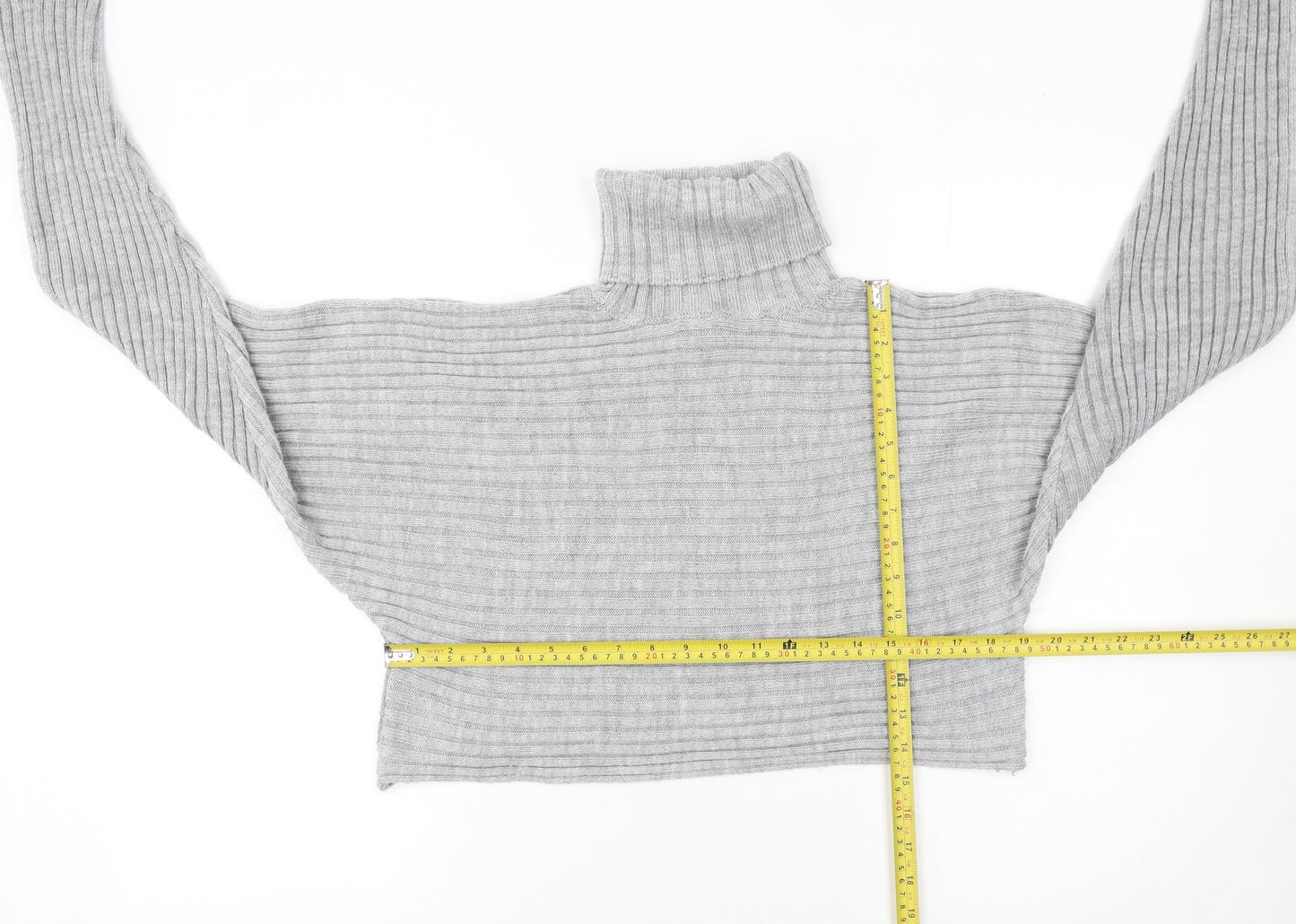 New Look Women’s Grey Roll Neck Ribbed Knit Jumper Size M