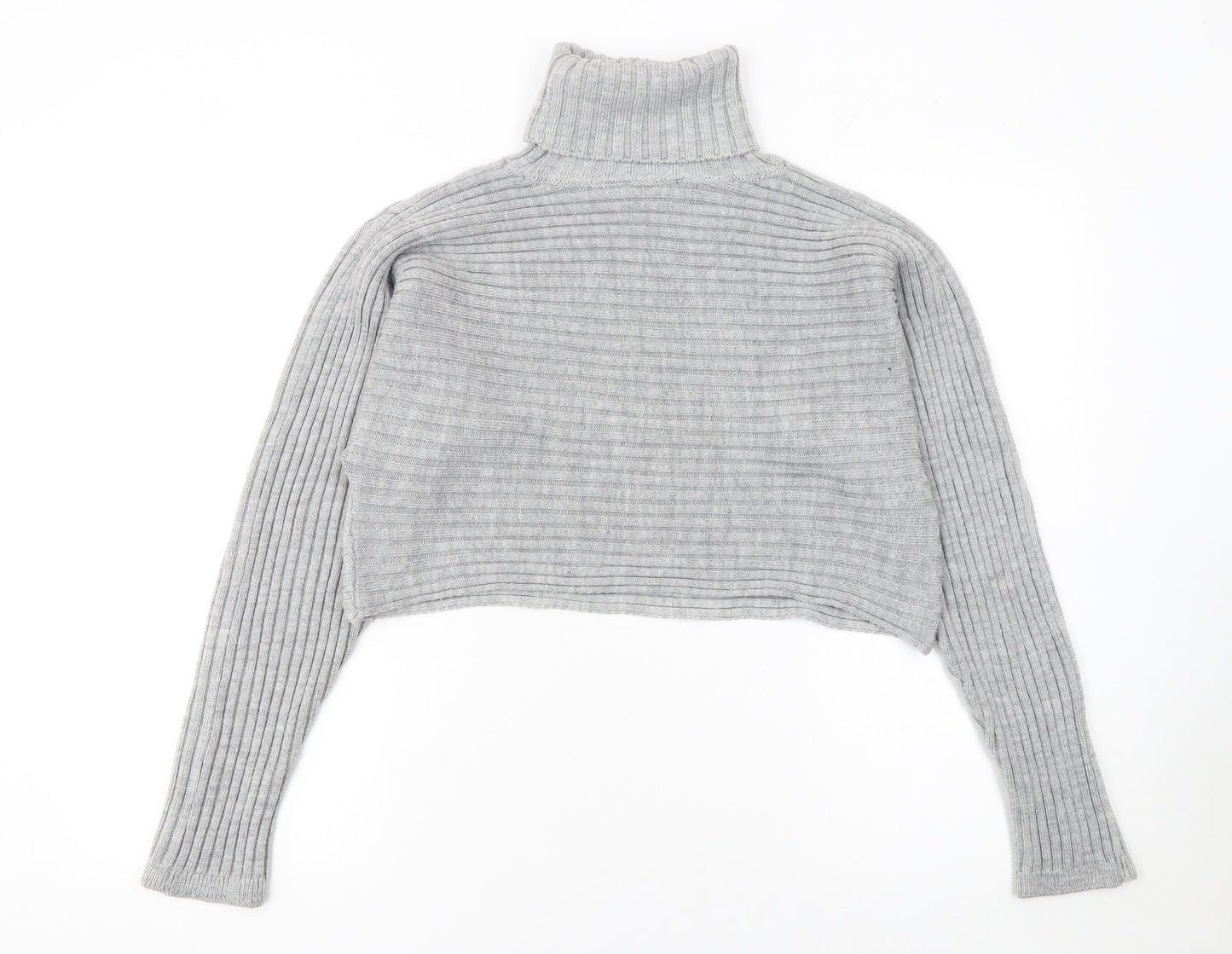 New Look Women’s Grey Roll Neck Ribbed Knit Jumper Size M