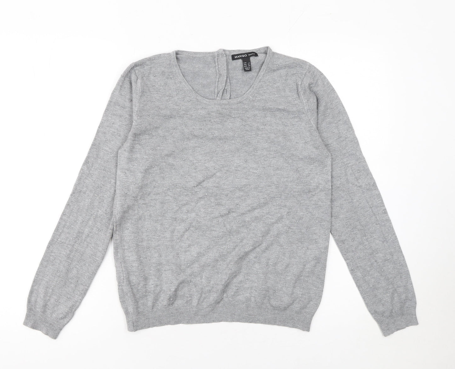 Mango Womens Grey Scoop Neck Long Sleeve Lightweight Jumper Size S
