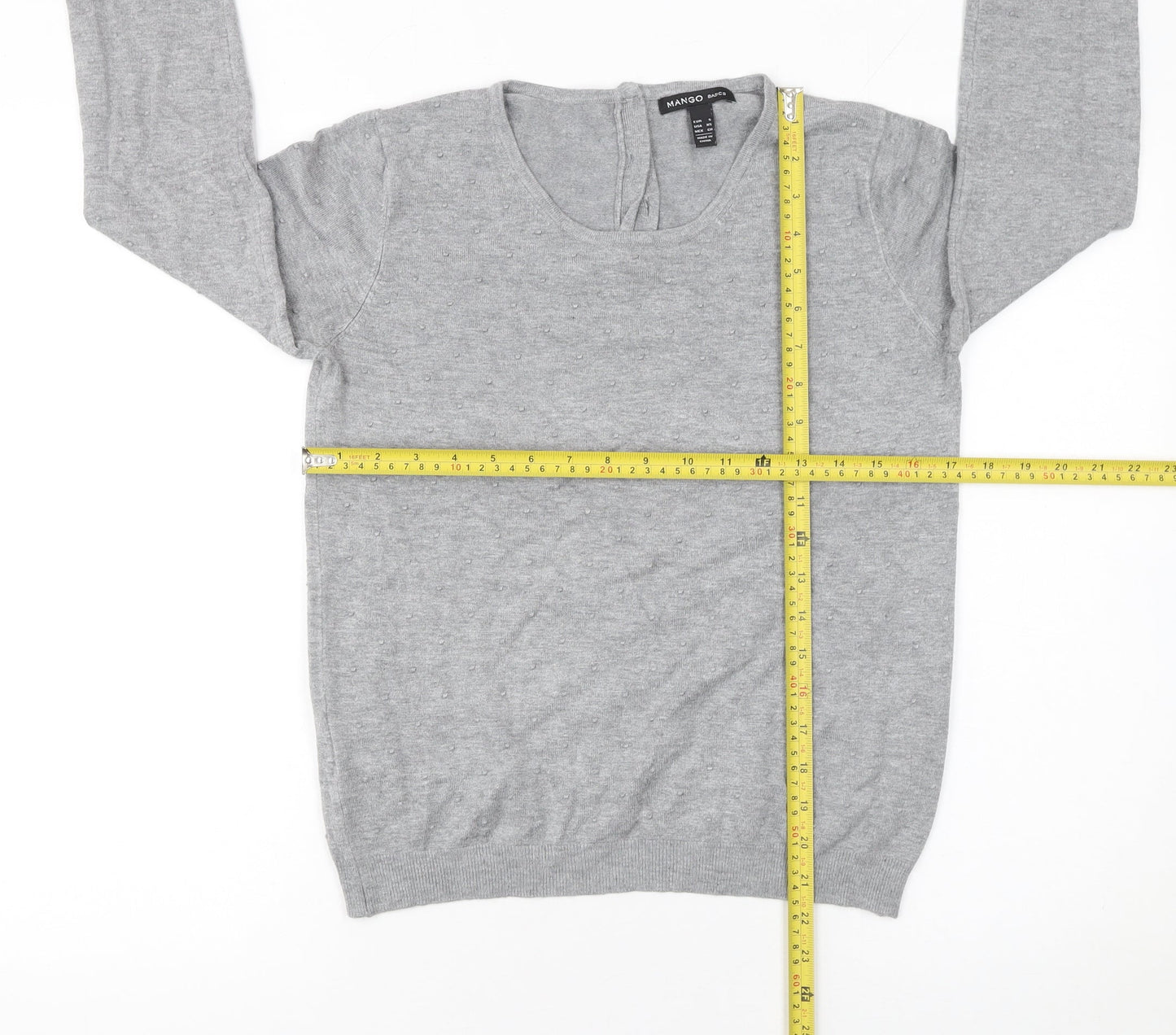 Mango Womens Grey Scoop Neck Long Sleeve Lightweight Jumper Size S