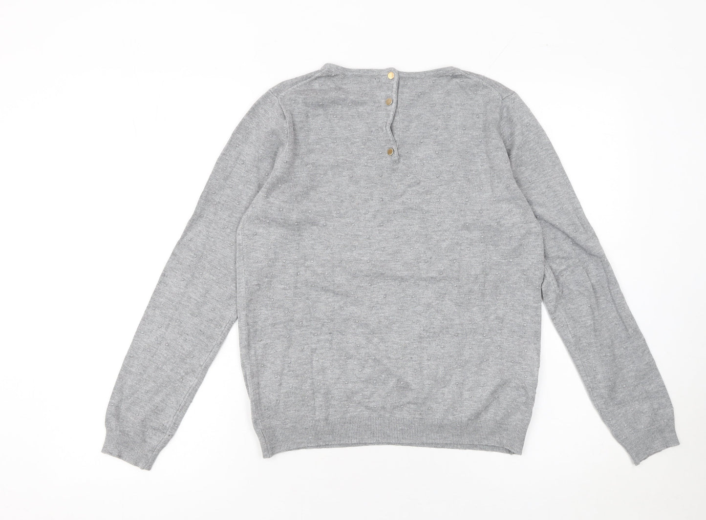 Mango Womens Grey Scoop Neck Long Sleeve Lightweight Jumper Size S