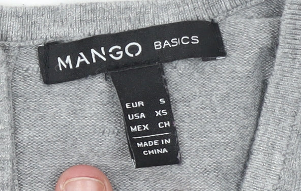 Mango Womens Grey Scoop Neck Long Sleeve Lightweight Jumper Size S