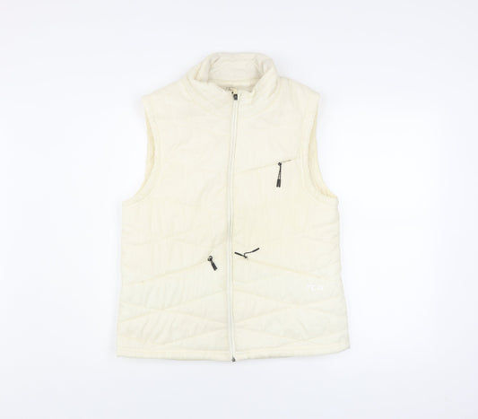 TCA Mens Ivory Full Zip Padded Waistcoat Bodywarmer L