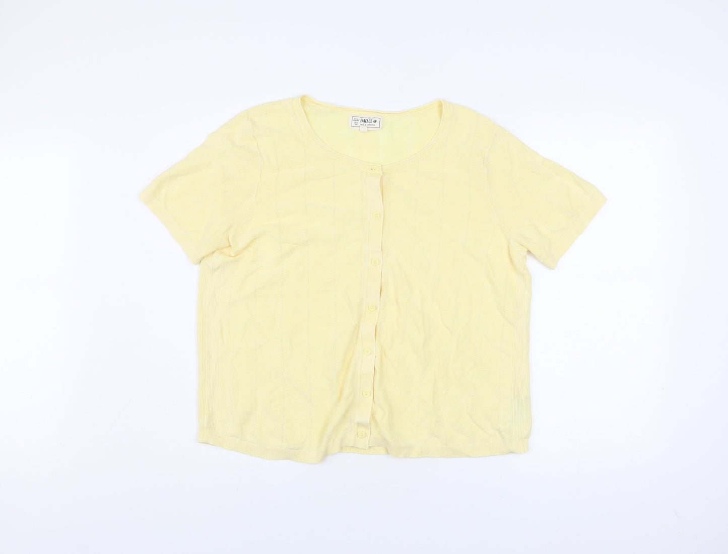 Womens UK Size 18 FatFace Yellow Cotton Blend Button-Up
