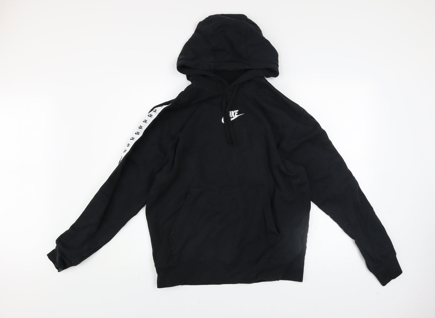 Nike Men’s Black Pullover Hoodie Medium Logo Sports Fleece