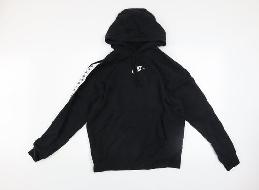 Nike Men’s Black Pullover Hoodie Medium Logo Sports Fleece