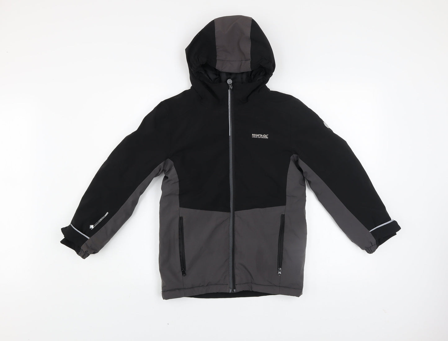 Regatta Boys Black 9-10 Years Hooded Waterproof Puffer Jacket