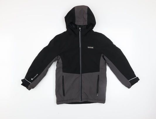 Regatta Boys Black 9-10 Years Hooded Waterproof Puffer Jacket