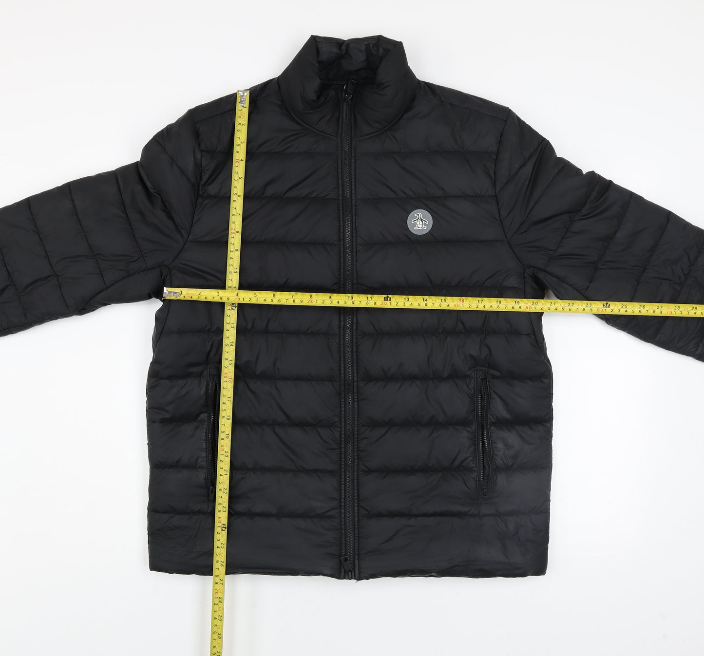Original Penguin Men's Black Puffer Jacket M Full Zip Winter Coat