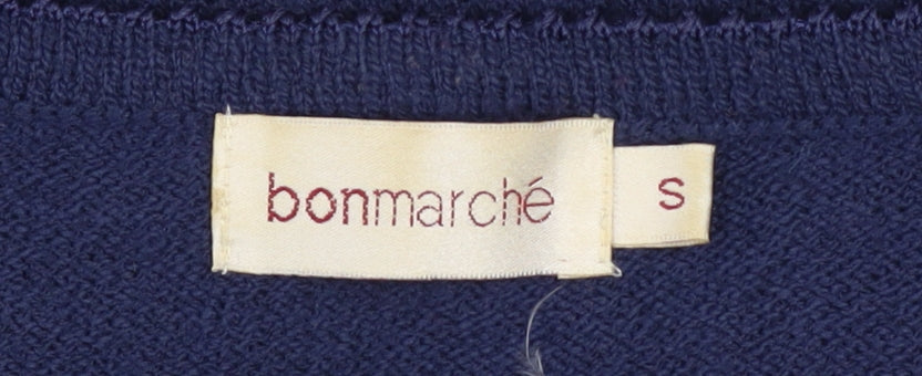Bonmarché Women's Blue Short Sleeve Knit Beaded T-Shirt Size S