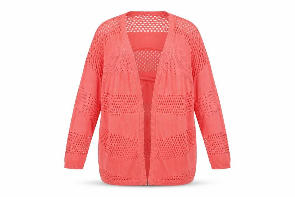 Peacocks Women’s Pink Open-Knit Viscose Cardigan Size M