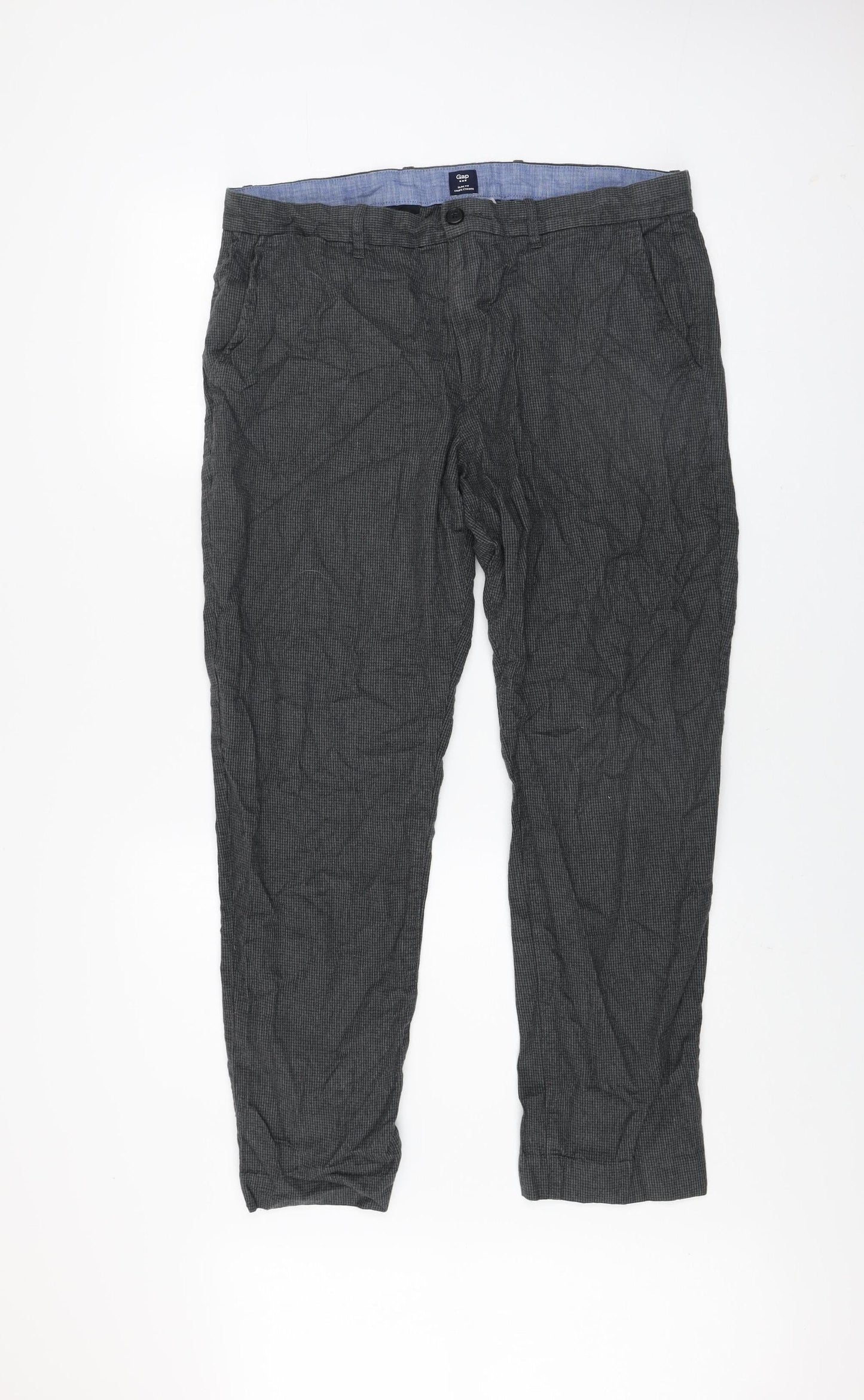 Gap Men's Grey Slim Fit Cotton Chino Trousers 34/30