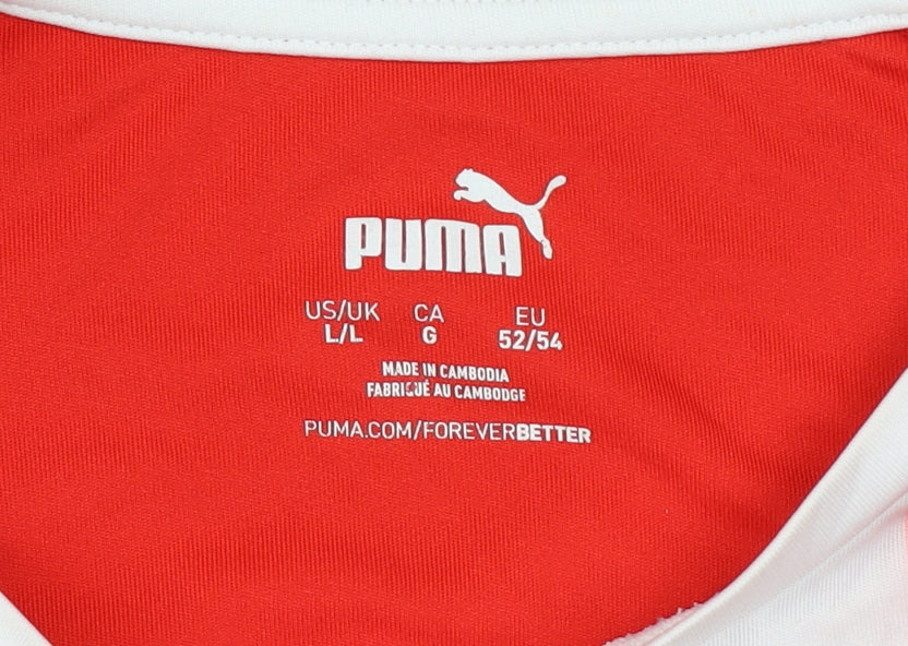 Puma Men Red Long Sleeve Striped Football Jersey L