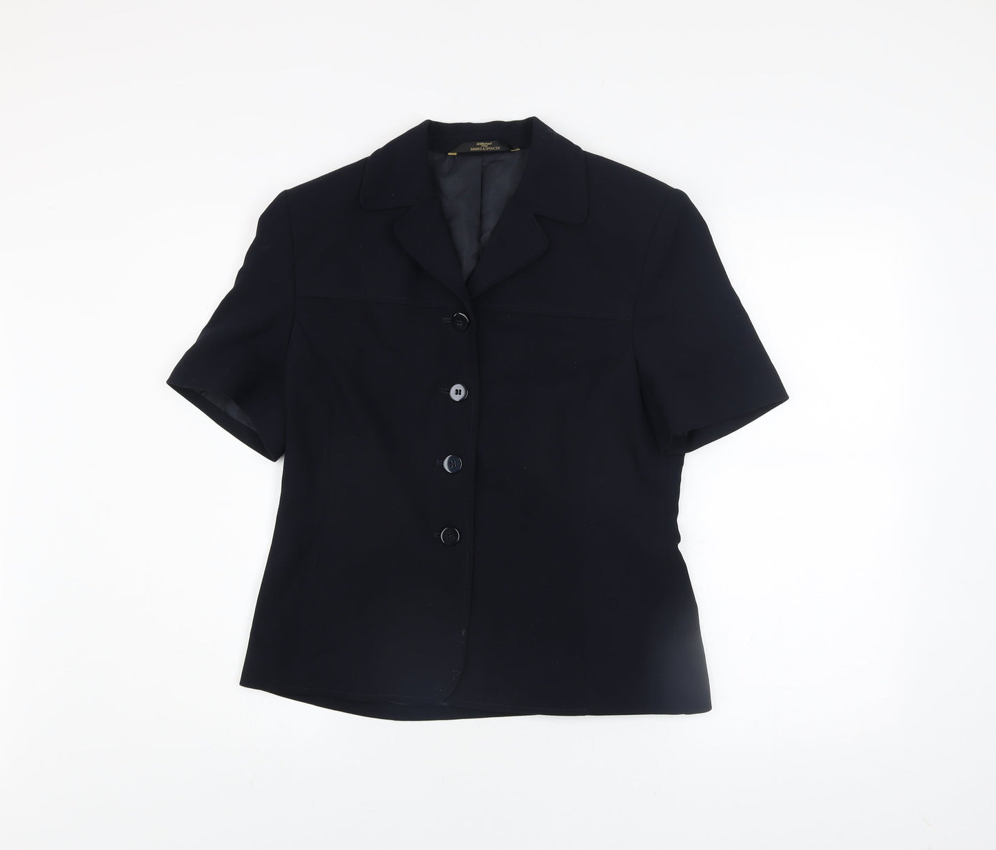 Marks and Spencer Women Blue Short Sleeve Classic Blazer UK 12