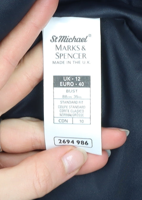 Marks and Spencer Women Blue Short Sleeve Classic Blazer UK 12