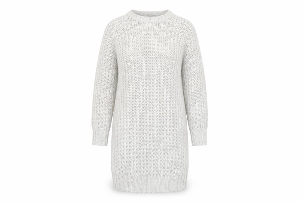 Boohoo Women's Grey Knit Jumper Dress Size 10 Long Sleeve
