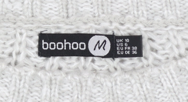 Boohoo Women's Grey Knit Jumper Dress Size 10 Long Sleeve