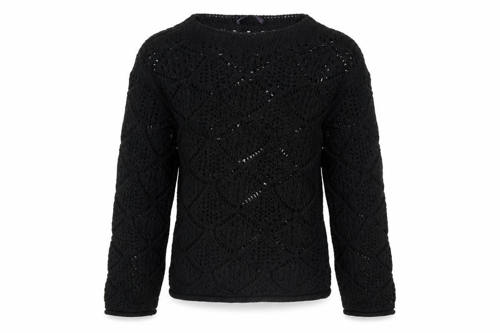 Marks and Spencer Women Black XS Crochet Open-Knit Jumper