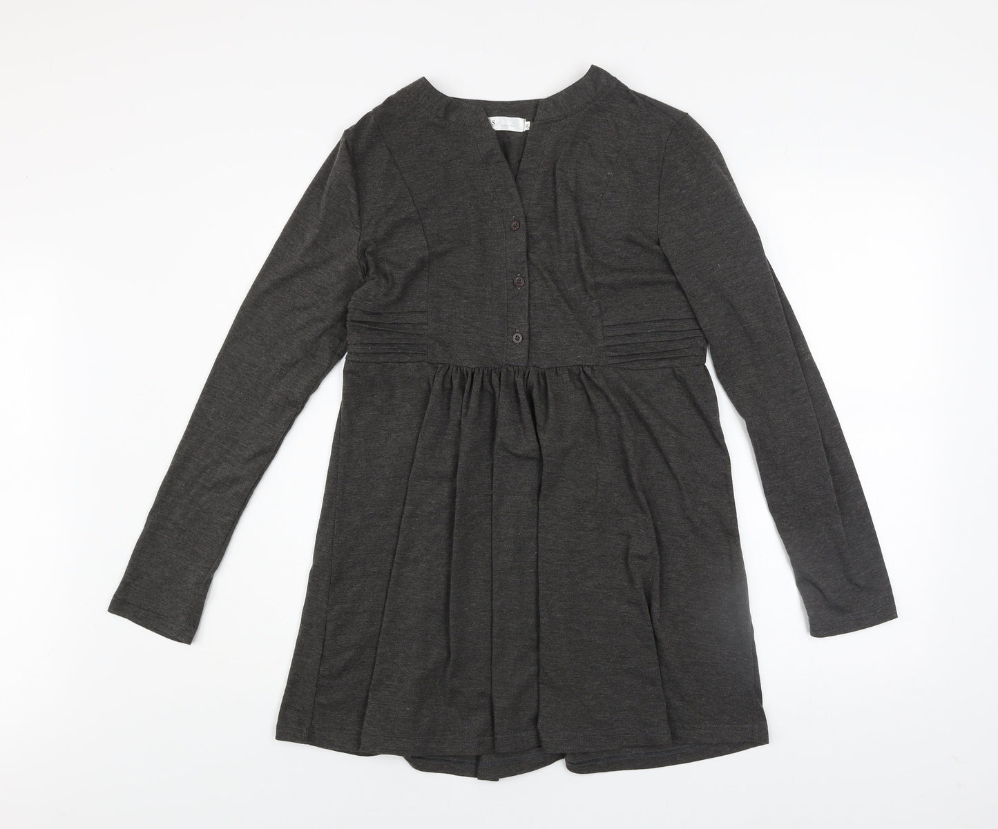 AS by Anna Smith Women Grey Empire Waist Long Sleeve Jersey Dress Size M