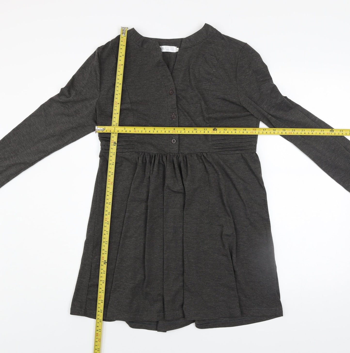 AS by Anna Smith Women Grey Empire Waist Long Sleeve Jersey Dress Size M