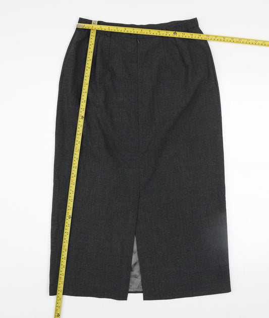Debenham & Freebody Women's Grey Wool Blend Long Pencil Skirt Size 14