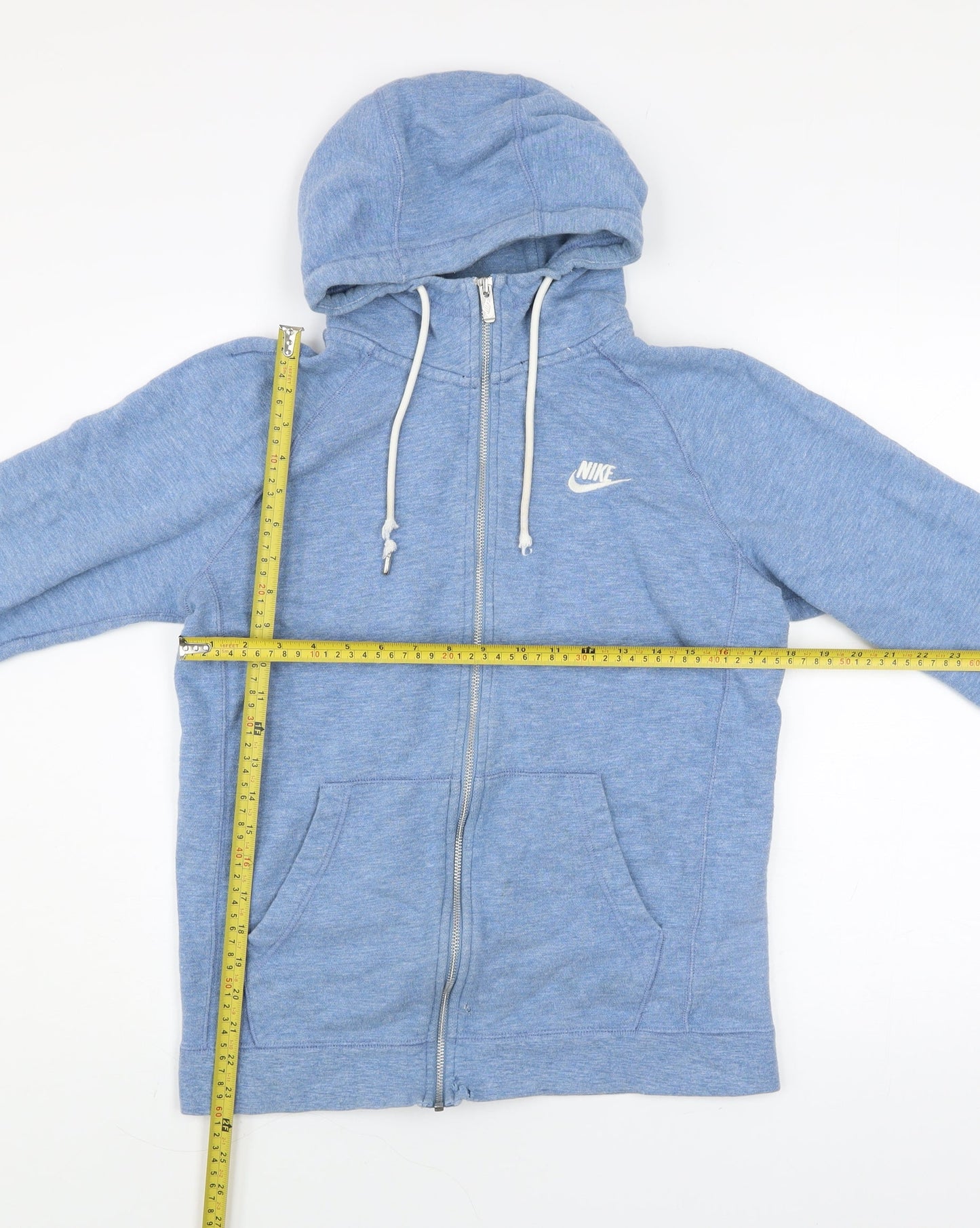 Nike Men Blue Small Full Zip Hooded Track Jacket 100% Cotton