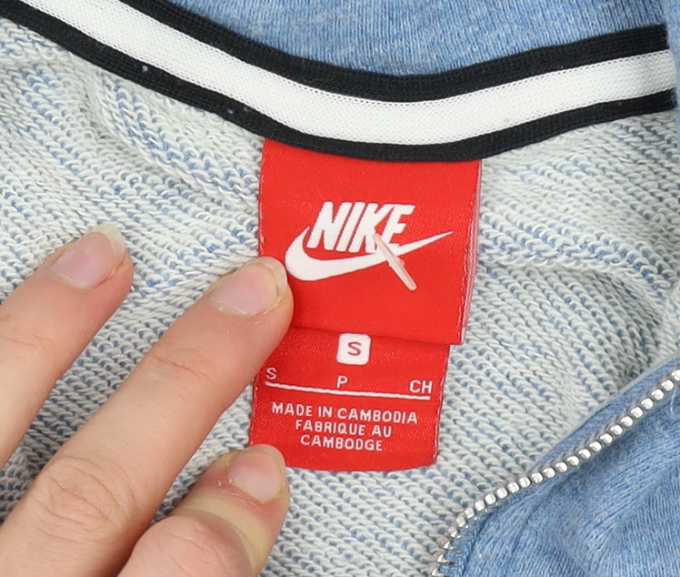 Nike Men Blue Small Full Zip Hooded Track Jacket 100% Cotton