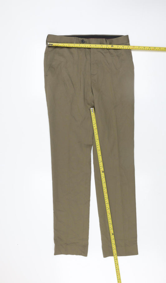 Next Men's Brown Chino Trousers 30W 33L Regular Fit Business Casual