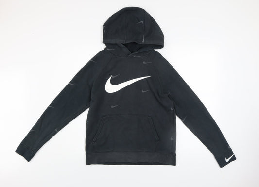 Nike Boys Black XL Pullover Hoodie with Large Logo and Kangaroo Pocket