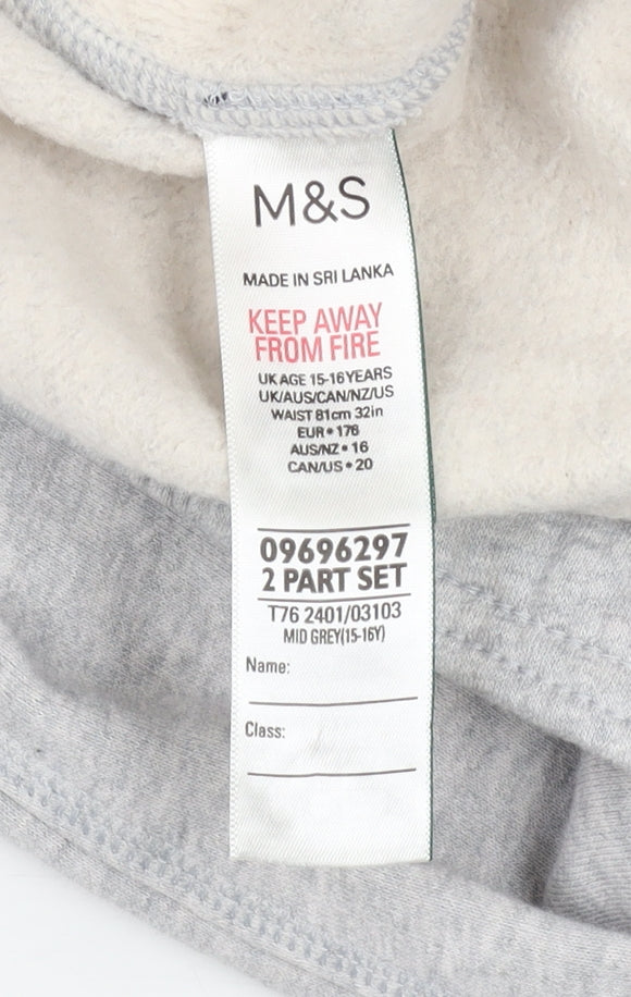 Marks and Spencer Teens Grey Jogger Sweatpants 15-16Y Regular Fit