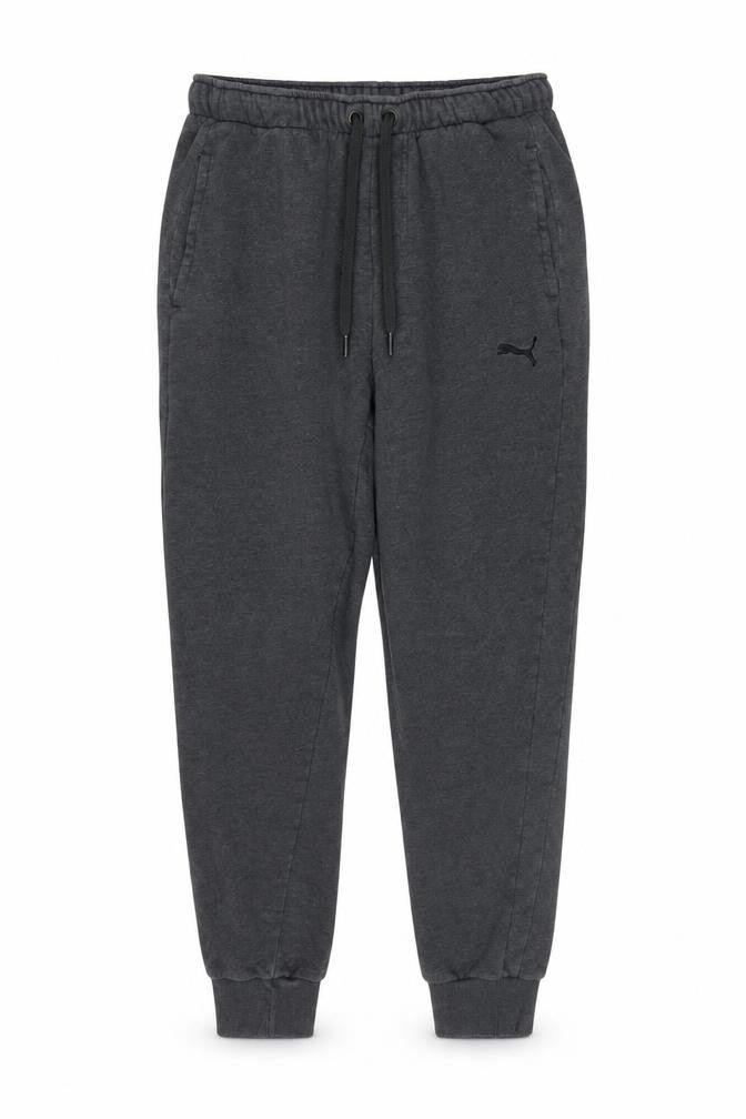 Front view of Puma Men’s Grey Jogger Sweatpants, size M, Regular Fit Tapered